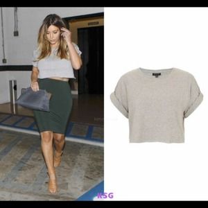 Topshop roll back grey crop top as kim kardashian