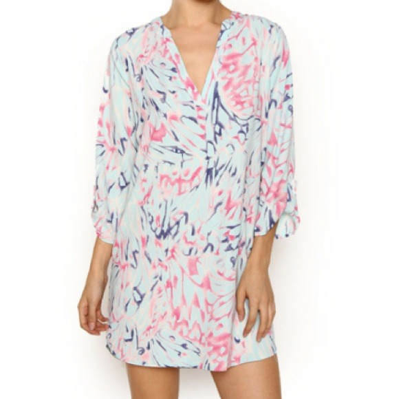 Abstract Print V-Neck Dress