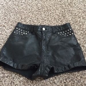 High waisted Faux leather shorts.