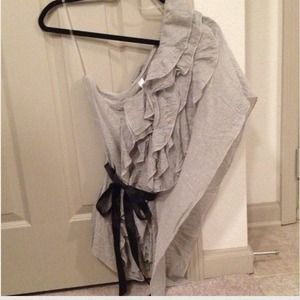 Gray Tarzan Top with Black Grosgrain Ribbon Belt