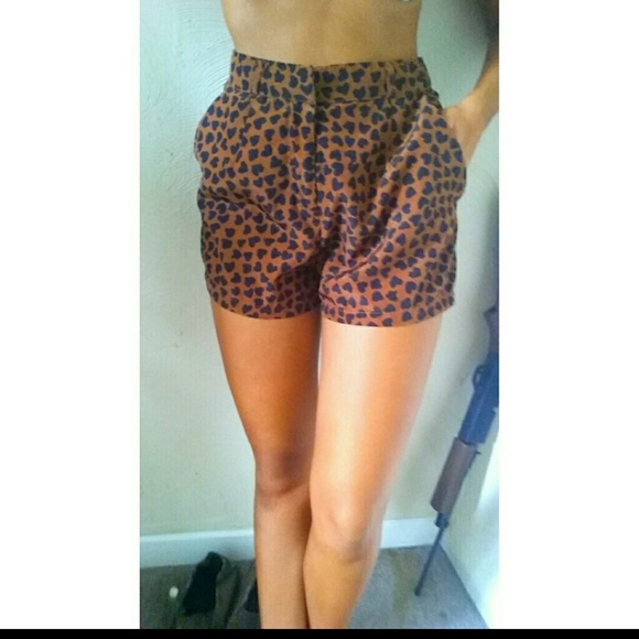 Heart cheetah high waisted shorts