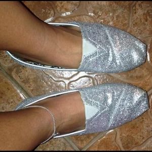 Silver Sparkly Glitter Toms