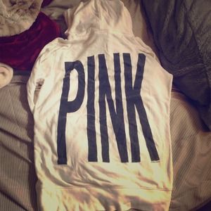 White Victoria's Secret pink zip up hoodie