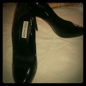 Black patent leather heels