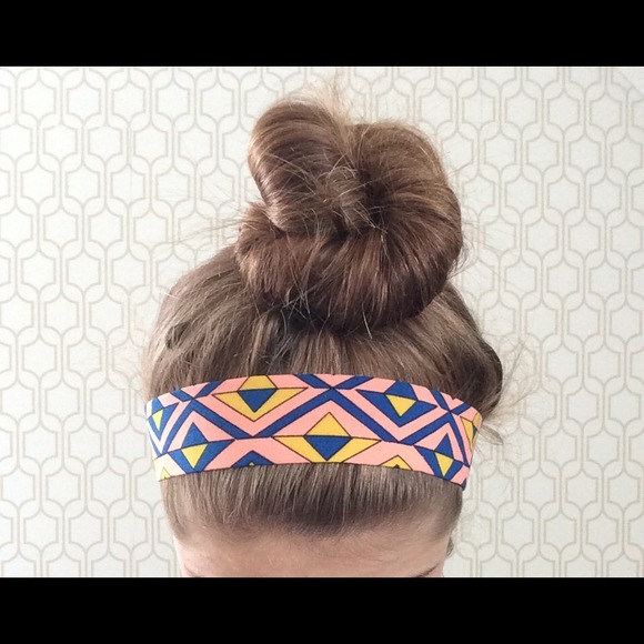 Pink, blue and yellow headband