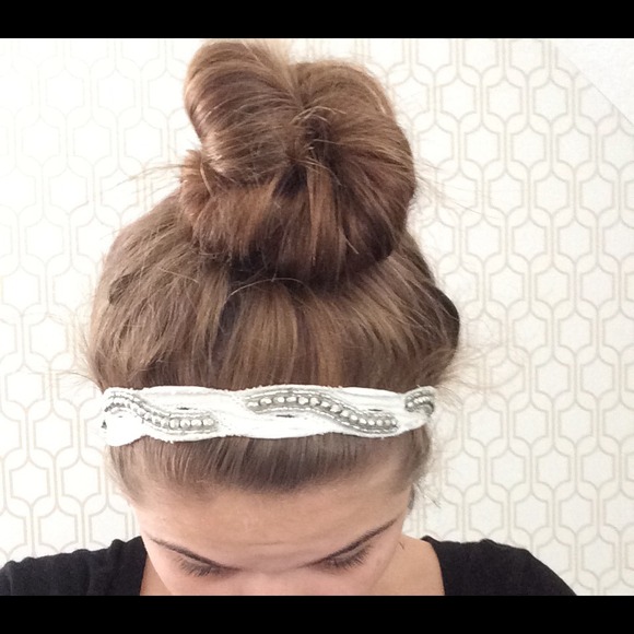 Cream and silver headband