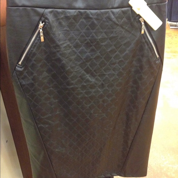 Quilted Leather-Like Skirt