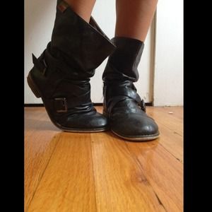 Black moto boots.