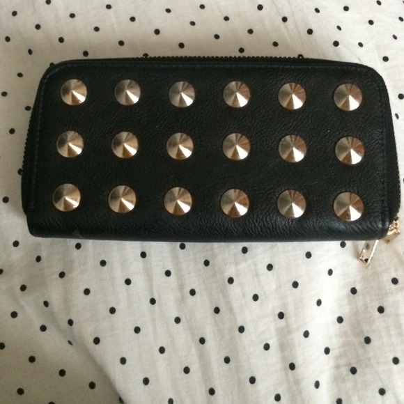 Black and gold studded wallet
