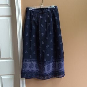 Navy and lilac print skirt