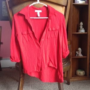 Red ambiance hi-low 3/4 sleeve shirt