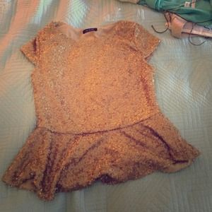 Adorable Gold Glitter Peplum Shirt!