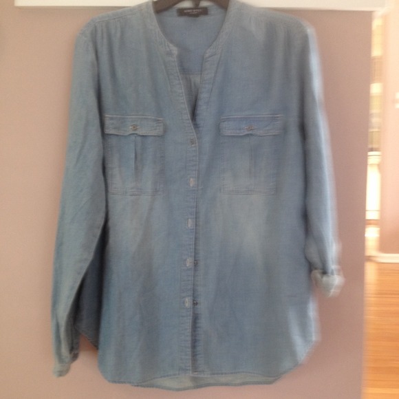 Jean button down top