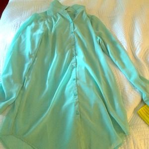 Mint Green Sheer Button Down Tunic!