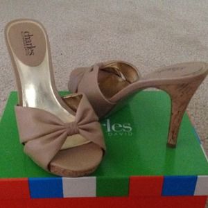 CHARLES DAVID Tan Color Mules