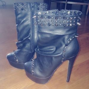 Spiked High Heel Ankle Bootie