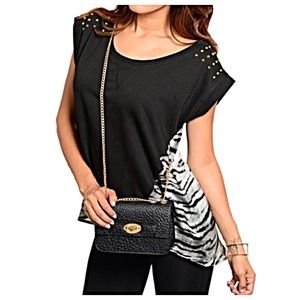 Black Animal Print Top