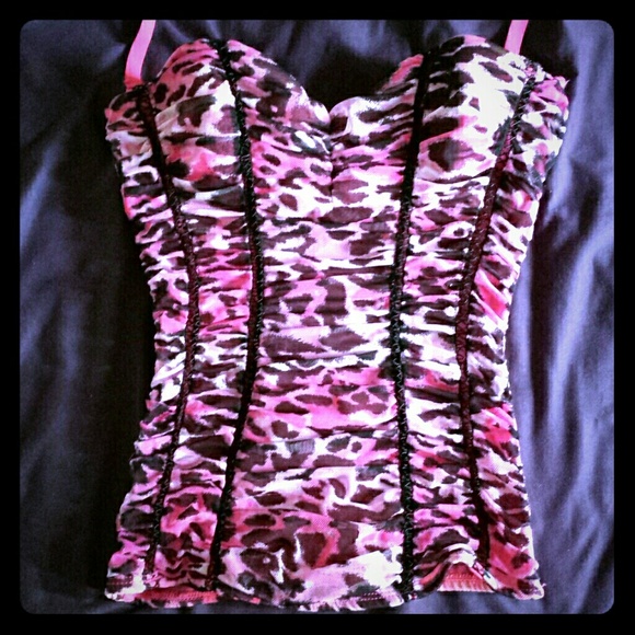 Pink cheetah print corset bustier