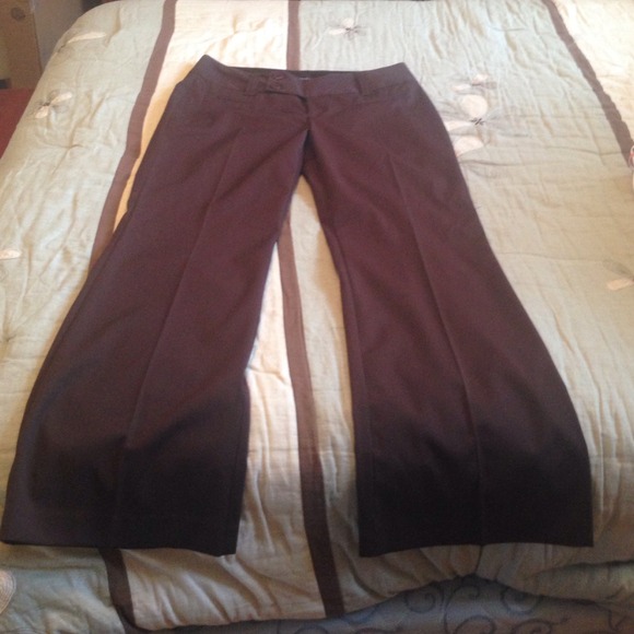 Dark brown wide leg dress pants