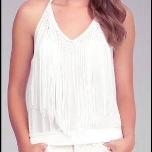 Tassel front halter top