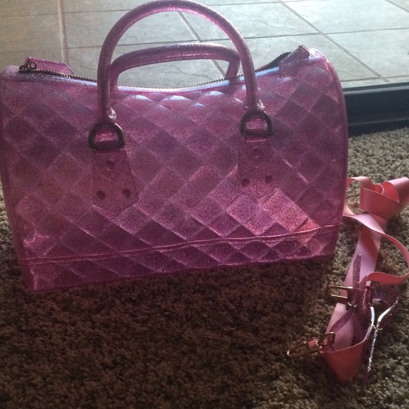 BNWT Pink with silver glitter jelly purse