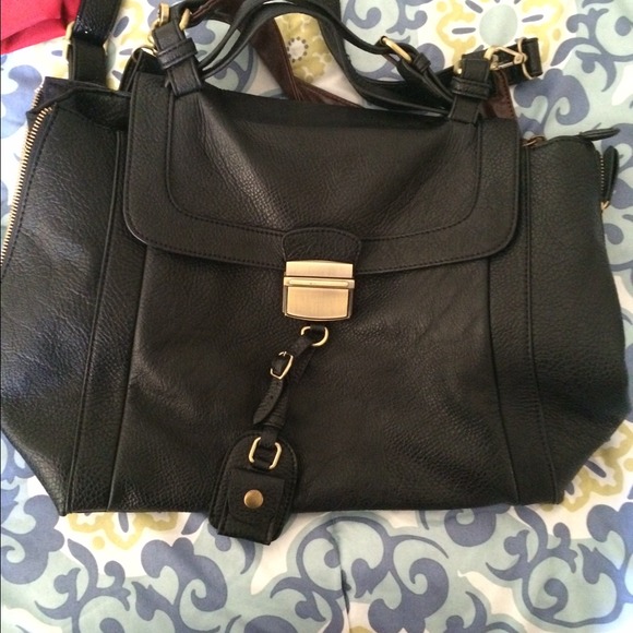 Melie bianco black leather bag