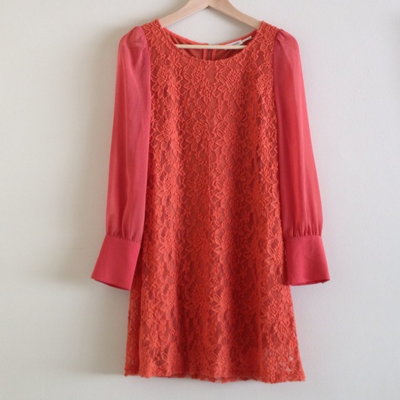 Dresses & Skirts - Orange Lace Shift Dress