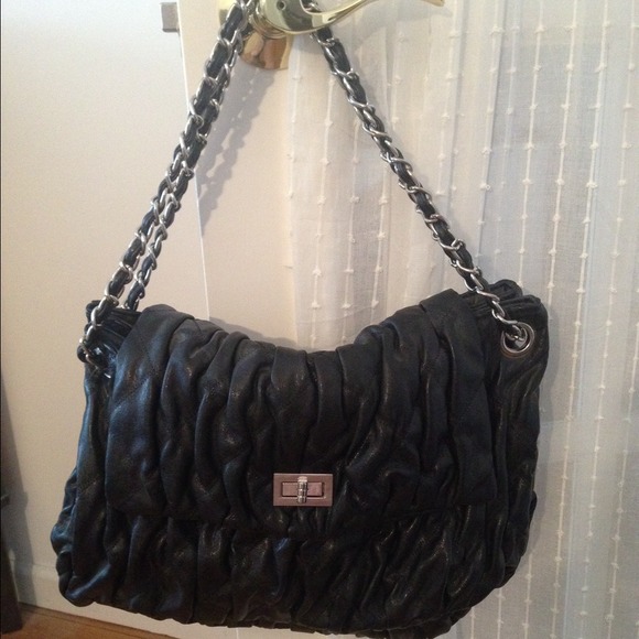 Black quilted chain strap bag