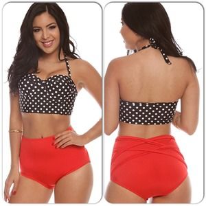 Polka Dot Sensation high-waisted bathing suit