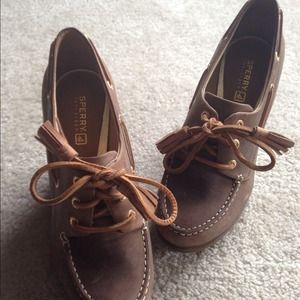 Sperry Brown Leather Wedges
