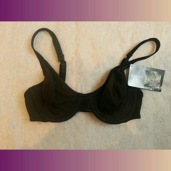 NWT's Ralph Lauren Black Cotton Bra. 32B
