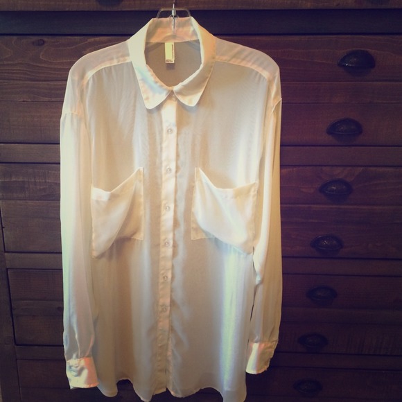 Sheer American Apparel Button Down Shirt w/pockets