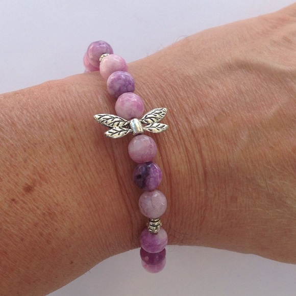 SS Natural Purple Jade Bracelet - Picture 2 of 3