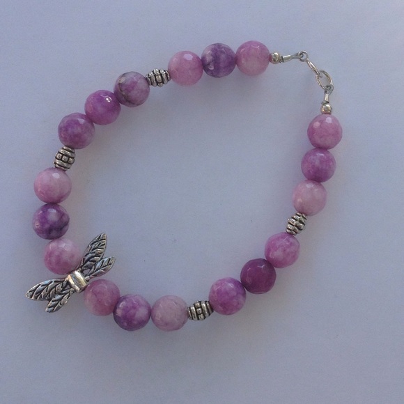 SS Natural Purple Jade Bracelet - Picture 3 of 3