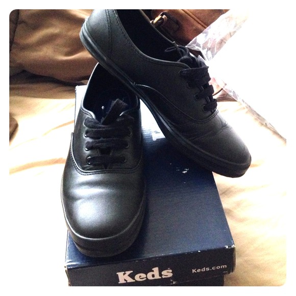 Keds champion black leather shoes