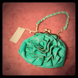 Teal blue/green rose purse.