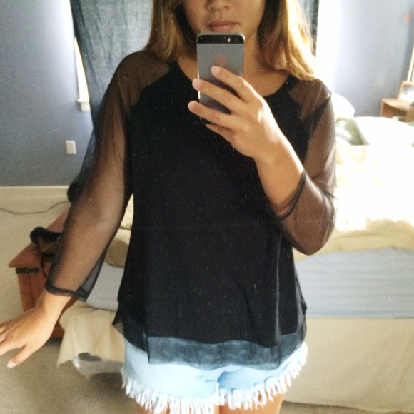 ❌Sold❌American Eagle Sheer Black Sleeve Top