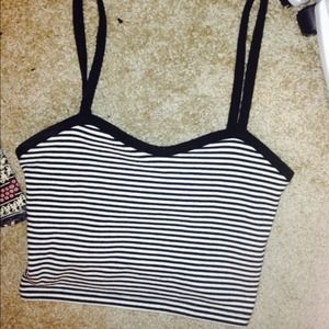 Black and white striped cropped top
