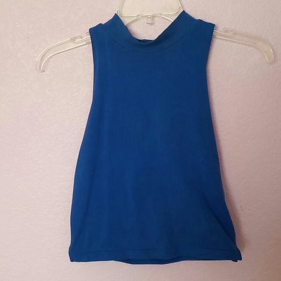 forever 21 blue turtleneck crop top