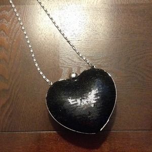 Heart shaped sequin handbag