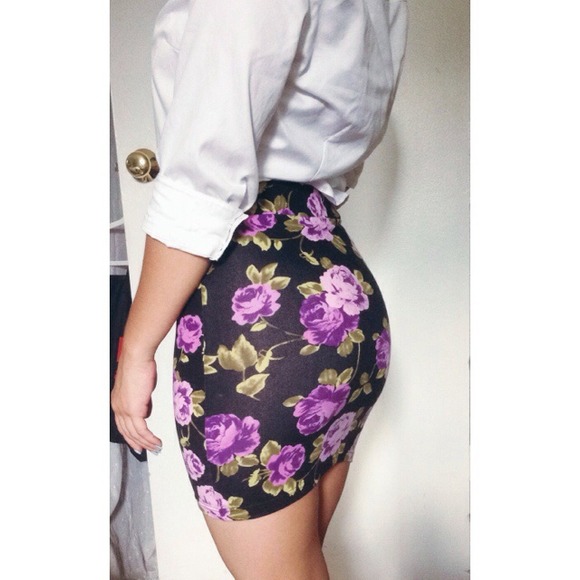 floral bodycon skirt