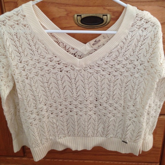 Hollister cropped white sweater