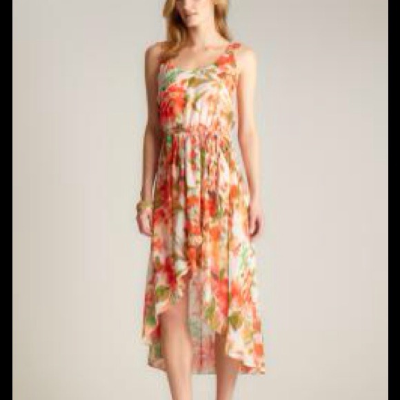 Msk hi-lo dress orange fuchsia SIZE 10 - Picture 1 of 4
