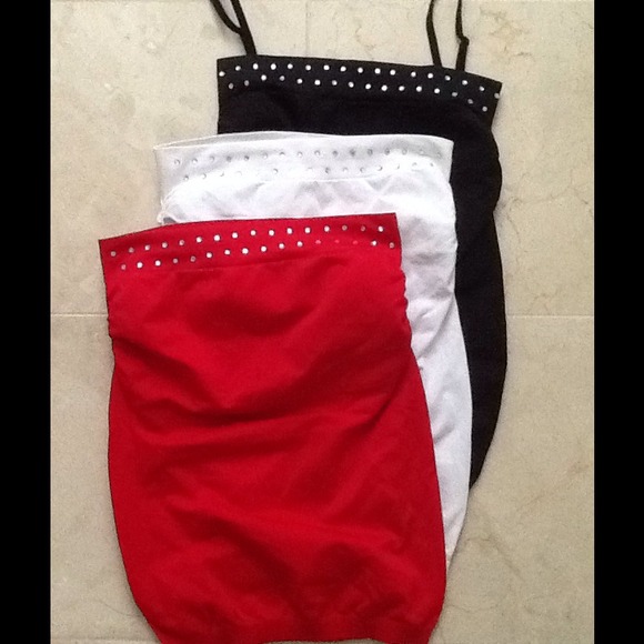 Rhinestone tanks. Can be worn w/ or w/o straps.