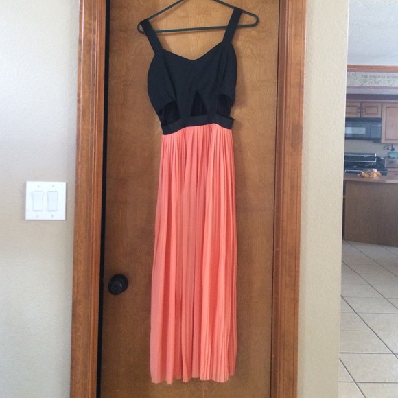 Coral and black long dress