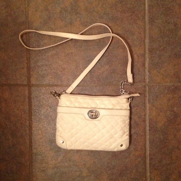 SOLD White cross body quilted purse
