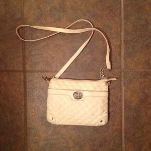 SOLD White cross body quilted purse