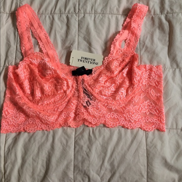 forever 21 coral lace bralette size L