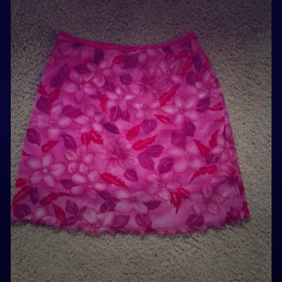 Fuchsia, purple, red floral pattern express skirt