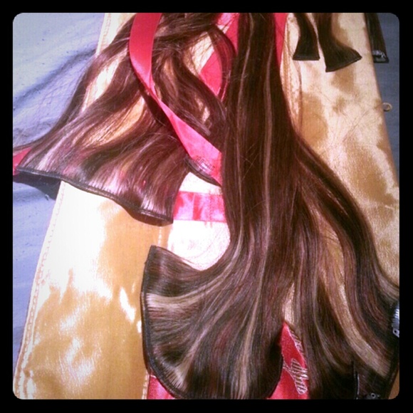 20" human hair clip in extensions with case new